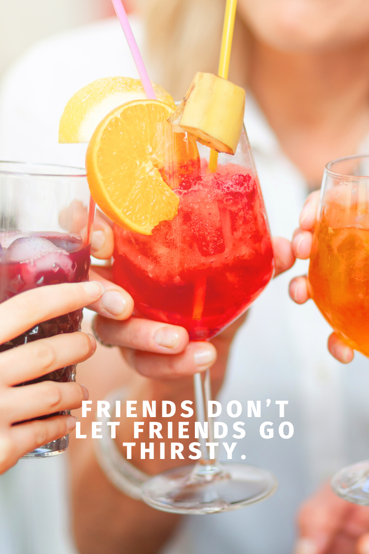 cocktail captions with friends