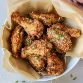 crispy golden brown garlic parmesan wings air fryer.