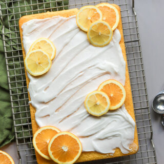 orange lemon cake with cream cheese frosting.