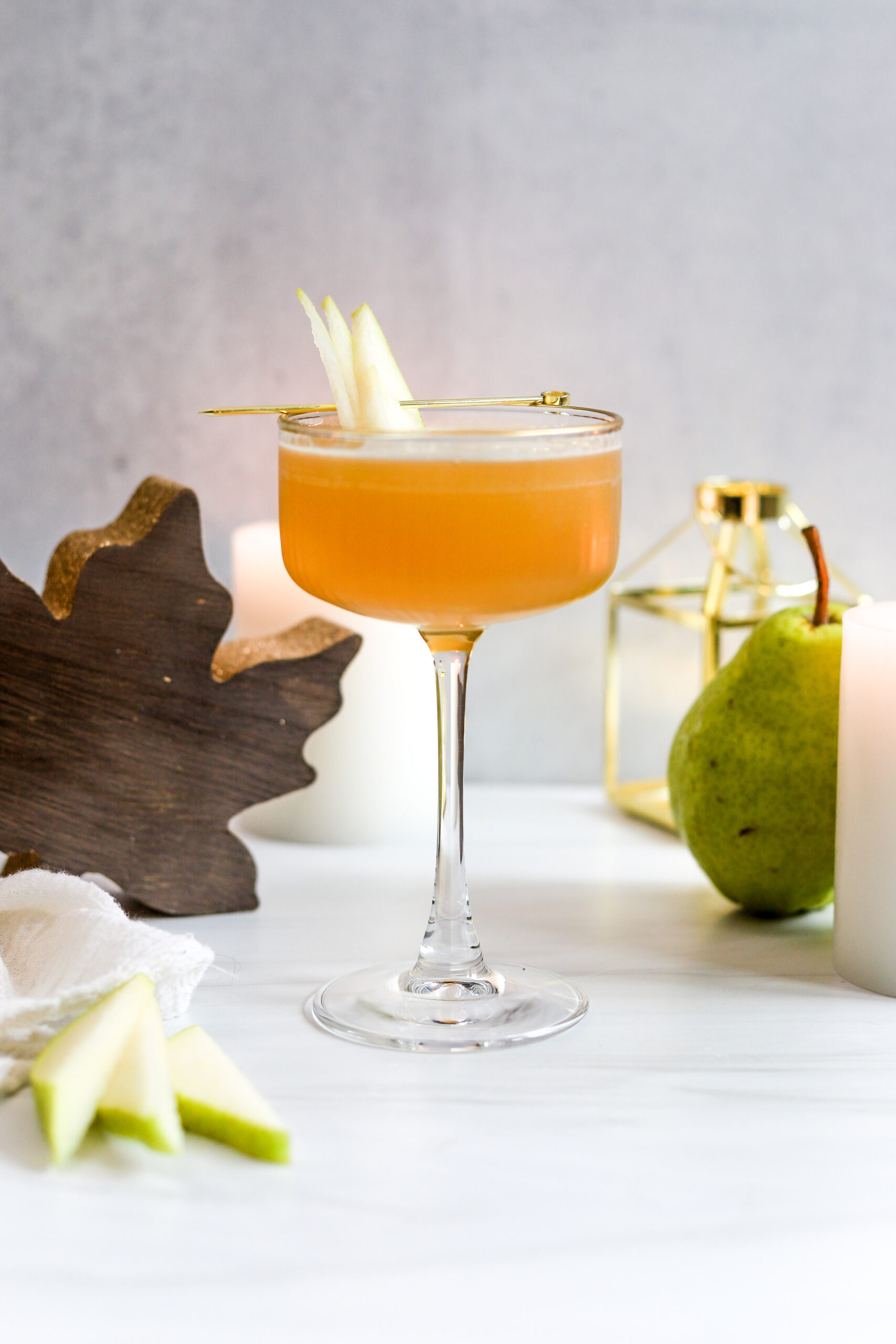 spiced pear and bourbon sparkler