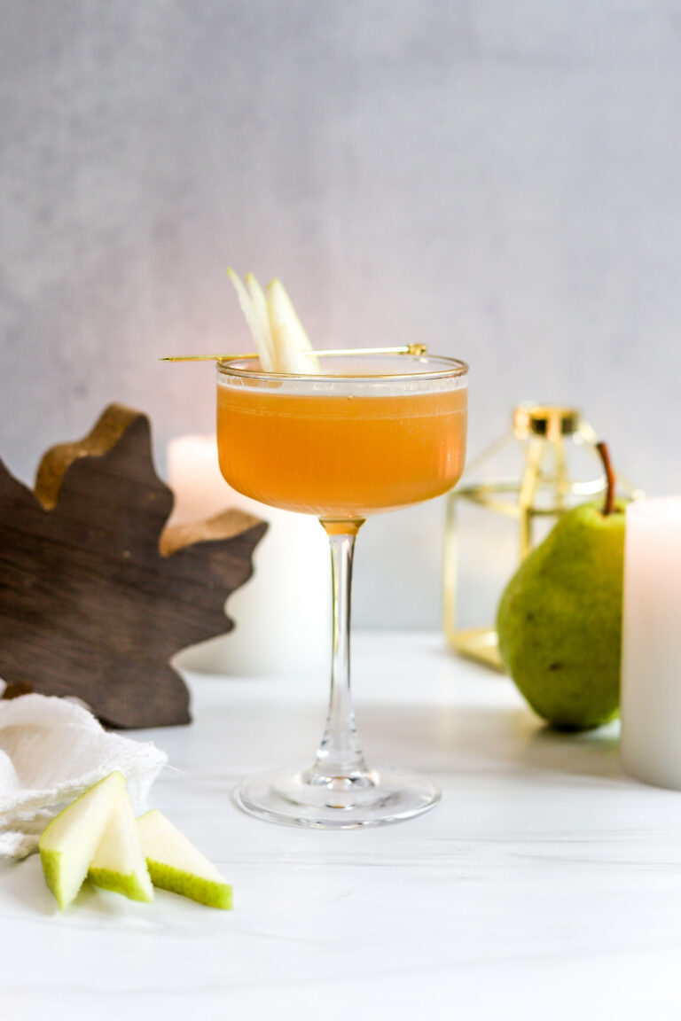 spiced pear and bourbon sparkler